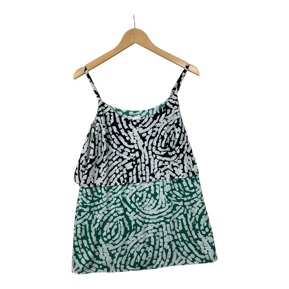Cabi HobNob Geometric Print Cami‎ size Medium Green/White